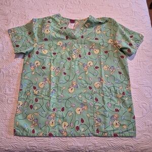 Tweety Bird women's size Large or 12/14 uniform top scrub shirt VGUC